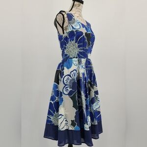 Modcloth 100% Cotton Blue Watercolor Floral Dress